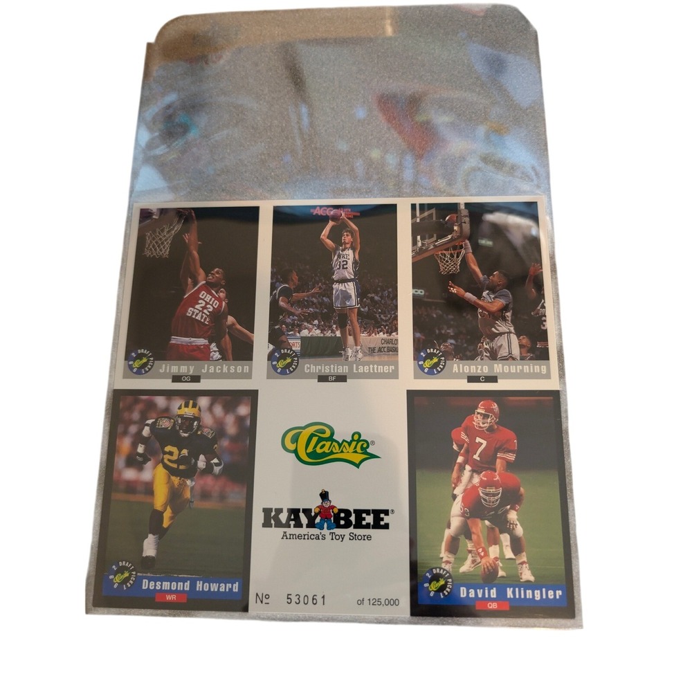 Classic Trading Cards Multi 1992 Kay-Bee Draft Picks Promo Sheet Howard Laettner